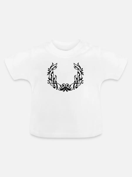 floraler Kranz - Baby Bio-T-Shirt mit Rundhals - Weiß
