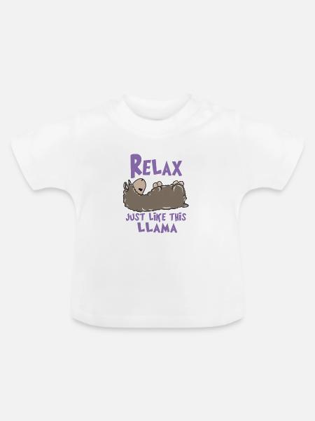 Relax Lama - Baby Bio-T-Shirt mit Rundhals - Weiß