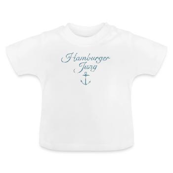 Hamburger Jung (Vintage Hellblau) Hamburg Anker - Baby Bio-T-Shirt mit Rundhals - Weiß - Vorne