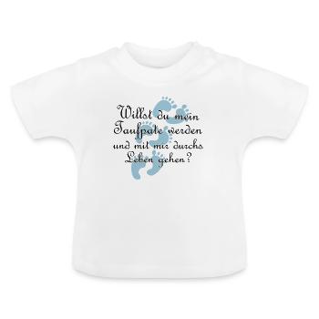 Taufpate Pate Gedi Farbe frei wählbar Geschenk - Baby Bio-T-Shirt mit Rundhals - Weiß - Vorne