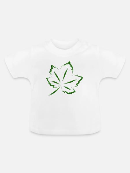 Dekoratives Blatt - Baby Bio-T-Shirt mit Rundhals - Weiß