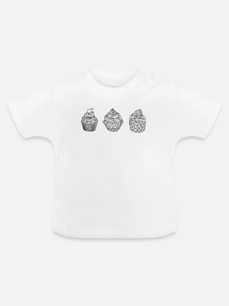 Muffins Törtchen Desing - Baby Bio-T-Shirt mit Rundhals - Weiß