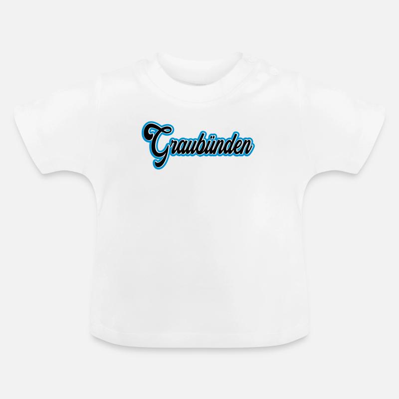 Graubünden Script mit Blau Outline - Baby Bio-T-Shirt mit Rundhals - Weiß