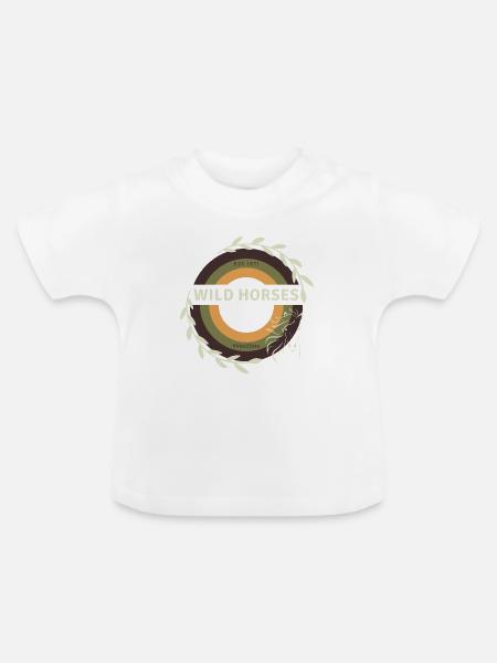 Wilde Pferde - Baby Bio-T-Shirt mit Rundhals - Weiß