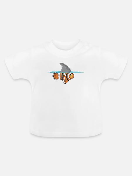 Clownfisch mit Haifischflossen Kostüm - Baby Bio-T-Shirt mit Rundhals - Weiß