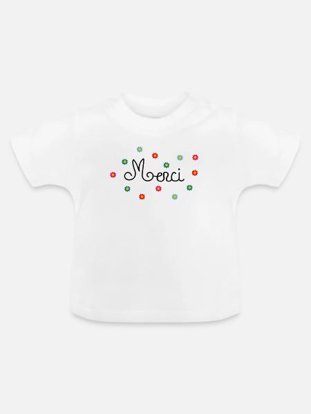 Vielen Dank - Baby Bio-T-Shirt mit Rundhals - Weiß