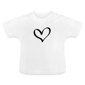 Cœur à contour noir - Idée de design - T-shirt bio col rond Bébé - blanc - Devant