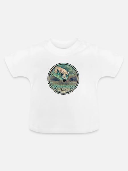 Eisbär unter Wasser - Baby Bio-T-Shirt mit Rundhals - Weiß