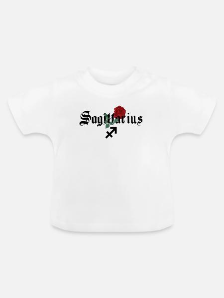 Schütze-Rosen-Tierkreis - Baby Bio-T-Shirt mit Rundhals - Weiß