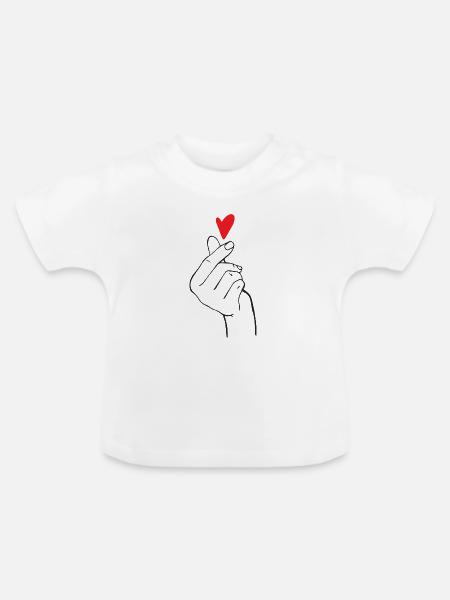K-Pop Finger Heart - Baby Bio-T-Shirt mit Rundhals - Weiß