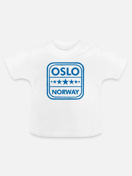 Oslo Norwegen Abzeichen - Baby Bio-T-Shirt mit Rundhals - Weiß