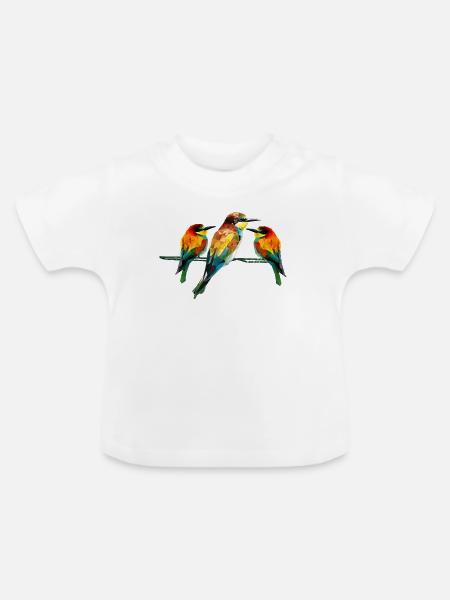 Geometrischer Kingfisher-Trio - Baby Bio-T-Shirt mit Rundhals - Weiß