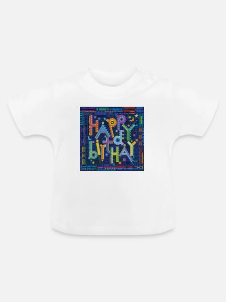 The Birthday Theme - Baby Bio-T-Shirt mit Rundhals - Weiß