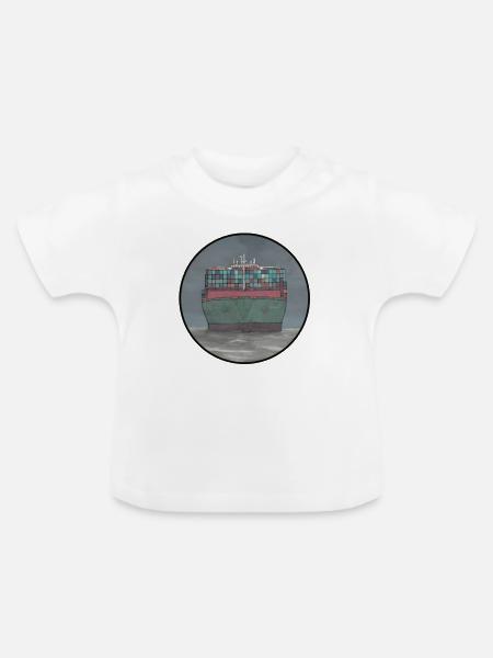 Containerschiff - Baby Bio-T-Shirt mit Rundhals - Weiß