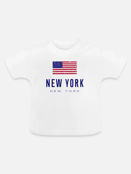 New York /// New York - Baby Bio-T-Shirt mit Rundhals - Weiß