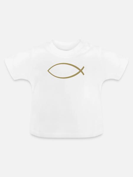 Ichtusfisch Gold - Baby Bio-T-Shirt mit Rundhals - Weiß