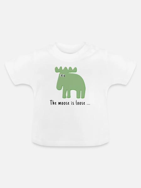 Der Elch ist frei ... - Baby Bio-T-Shirt mit Rundhals - Weiß
