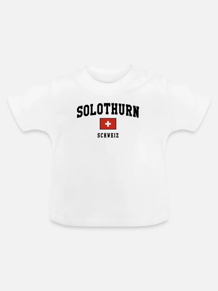 Solothurn Schweiz Flagge Design - Baby Bio-T-Shirt mit Rundhals - Weiß