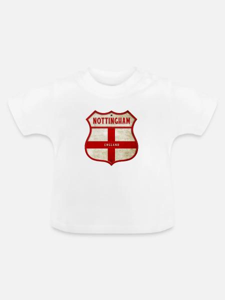 Nottingham England Wappen - Baby Bio-T-Shirt mit Rundhals - Weiß