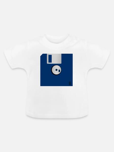 Diskette - Baby Bio-T-Shirt mit Rundhals - Weiß