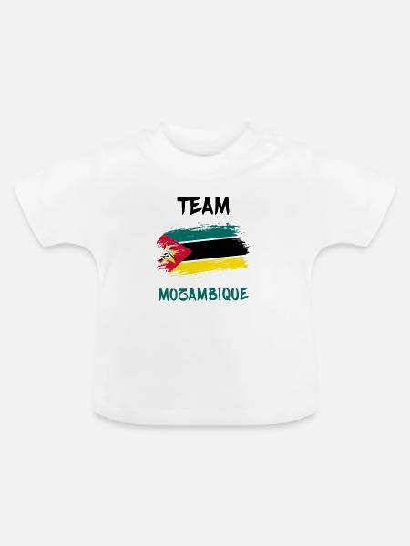 Team Mosambik Flaggen Design - Baby Bio-T-Shirt mit Rundhals - Weiß