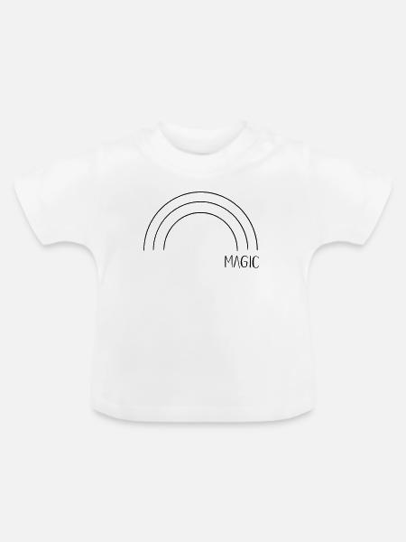 Magic Regenbogen - Baby Bio-T-Shirt mit Rundhals - Weiß
