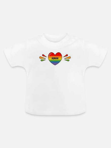 Regenbogen Schwuler Mensch - Baby Bio-T-Shirt mit Rundhals - Weiß