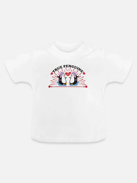 Penguine Pinguine Love - Baby Bio-T-Shirt mit Rundhals - Weiß