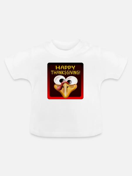 Happy Thanksgiving - TRUTHAHN - Baby Bio-T-Shirt mit Rundhals - Weiß