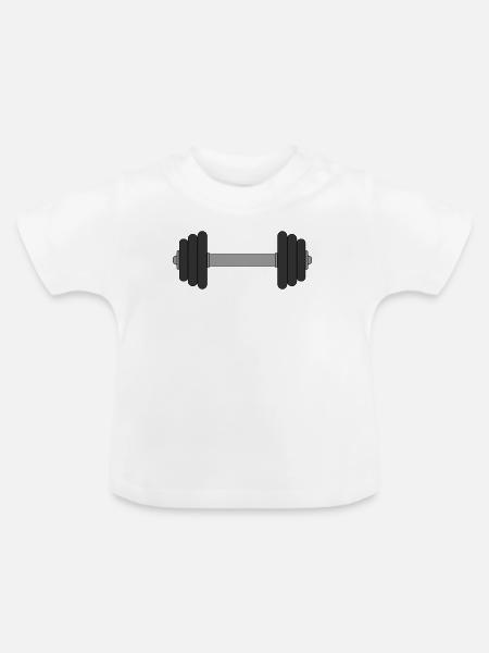 Hantel - Baby Bio-T-Shirt mit Rundhals - Weiß