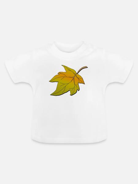 Herbstblatt | Autumn leave - Baby Bio-T-Shirt mit Rundhals - Weiß