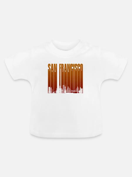 San Francisco Orange Skyline - Baby Bio-T-Shirt mit Rundhals - Weiß