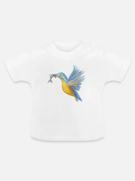 Eisvogel Fangkunst - Baby Bio-T-Shirt mit Rundhals - Weiß