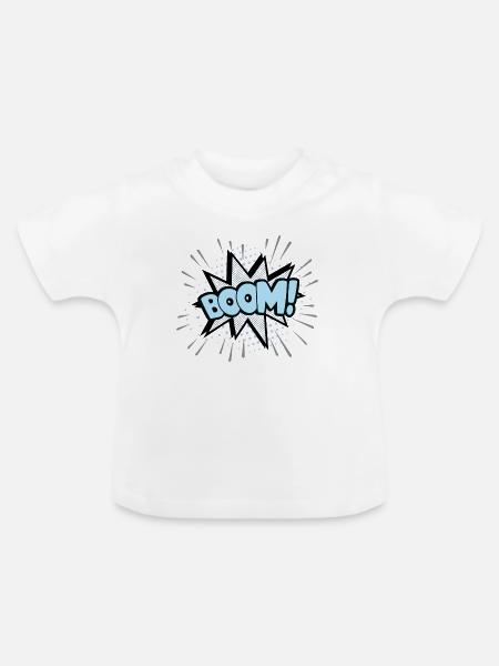 Boom blau - Baby Bio-T-Shirt mit Rundhals - Weiß