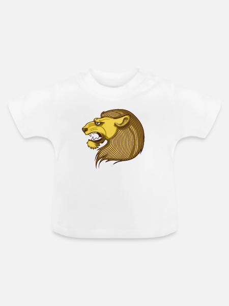 Löwe portrait - Baby Bio-T-Shirt mit Rundhals - Weiß