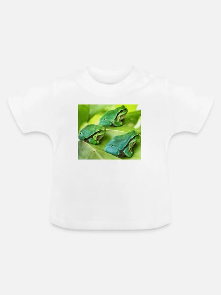 Die drei grünen Laubfrösche - Baby Bio-T-Shirt mit Rundhals - Weiß