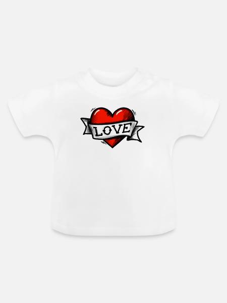 Herz - Band - Love - Baby Bio-T-Shirt mit Rundhals - Weiß