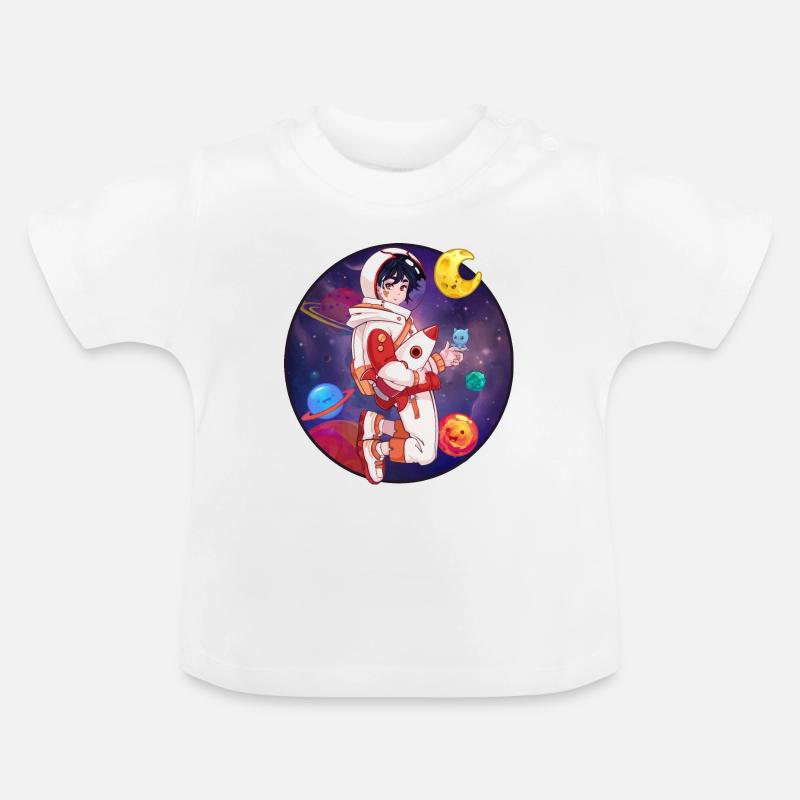 Garçon cosmonaute chibi dans l'espace - T-shirt bio col rond Bébé - blanc