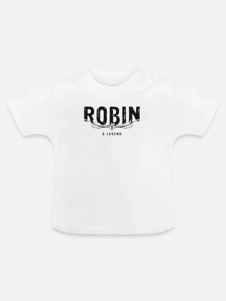 ROBIN A LEGEND verziert - Baby Bio-T-Shirt mit Rundhals - Weiß
