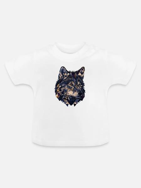Stilisierter, geometrischer Wolf - Baby Bio-T-Shirt mit Rundhals - Weiß