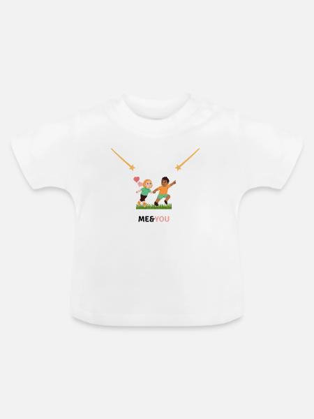 Verliebte Herzen - Baby Bio-T-Shirt mit Rundhals - Weiß