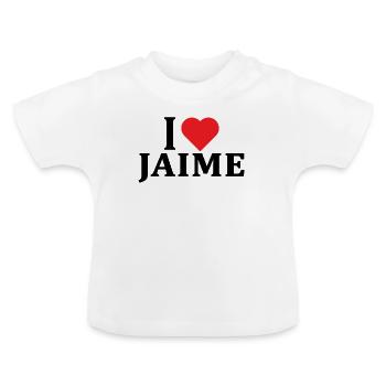 t-shirt J’aime Jaime idée cadeau t-shirt - T-shirt bio col rond Bébé - blanc - Devant