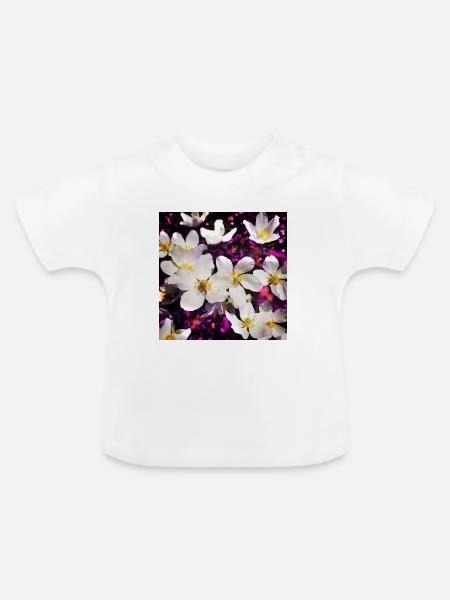 Weiße Anemonen - Baby Bio-T-Shirt mit Rundhals - Weiß