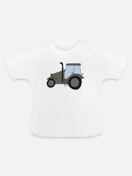 traktor oldtimer - Baby Bio-T-Shirt mit Rundhals - Weiß