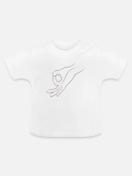 Handzeichen Loch Gereingeguckt Kinderspiel - Baby Bio-T-Shirt mit Rundhals - Weiß