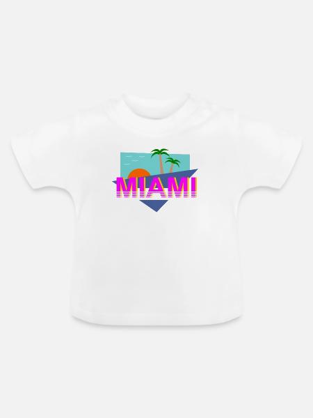Miami Retro - Baby Bio-T-Shirt mit Rundhals - Weiß