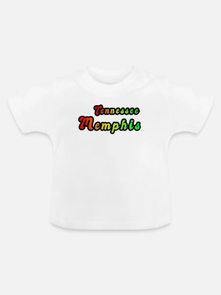 Memphis Tennessee Regenbogen Design - Baby Bio-T-Shirt mit Rundhals - Weiß