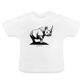 Totem du Rhinoceros - T-shirt bio col rond Bébé - blanc - Devant
