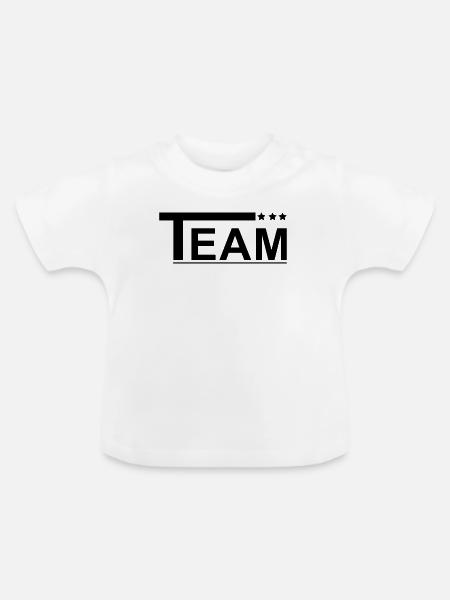 Team mit Sternen schwarz - Baby Bio-T-Shirt mit Rundhals - Weiß