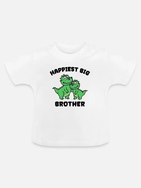 Dino Geschwisterliebe Großer Bruder Statement - Baby Bio-T-Shirt mit Rundhals - Weiß